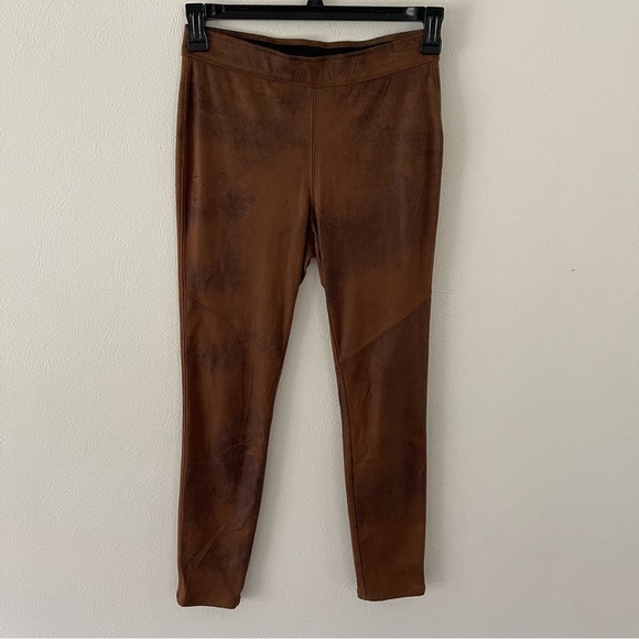 Free People size 25 Never Let Go Brown Faux Leather Leggings Pull-On Stretch - Picture 2 of 10